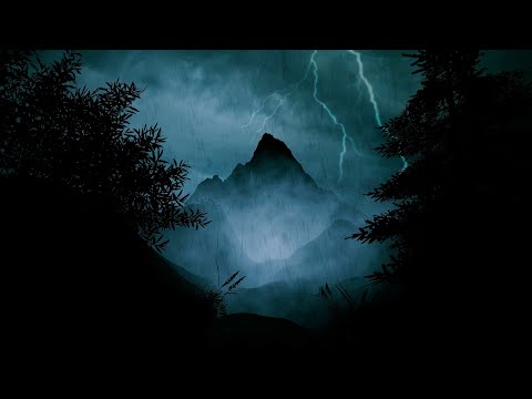 Lovely Mountain Rain and Rumbling Thunder Sounds for Sleeping | Dimmed Screen Sleep Sounds