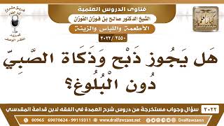 [2550 -3022] هل يجوز ذبح وذكاة الصبي دون البلوغ؟ - الشيخ صالح الفوزان image