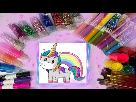 Learn how to draw and color horse unicorn for kids 🦄5 minutes DIY magic| رسم وتلوين حصان يونيكورن💗