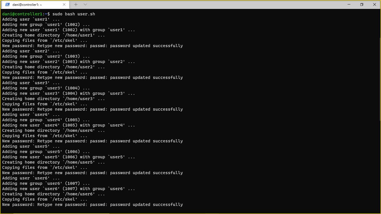 Create multiple users using bash script  Linux