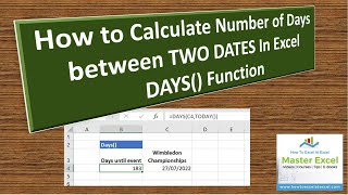 Excel Formula - Count Number Of Days Between Two Dates Today
