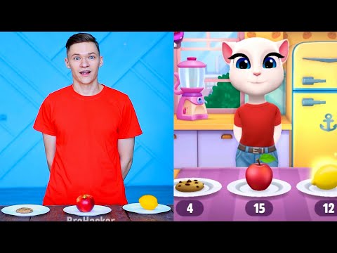 Imitate Angela Eating - My Talking Angela 2 Real Life And Gameplay