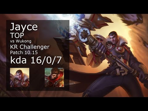 Jayce Top vs Wukong - KR Challenger 16/0/7 Patch 10.15 Gameplay // [롤] 제이스 vs 오공 탑
