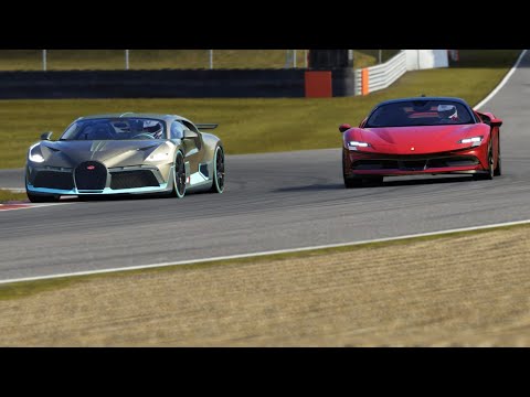 Bugatti Divo 2019 vs Ferrari SF90 Stradale 2020 at Brands Hatch
