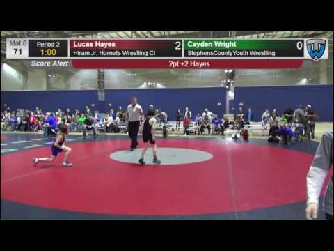 71 73 Lucas Hayes Hiram Jr  Hornets Wrestling Cl vs Cayden Wright StephensCountyYouth Wrestling 3603