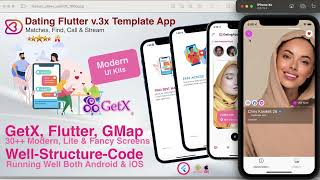 Dating App, Flutter v.3x Template UI Kits App with GetX video preview