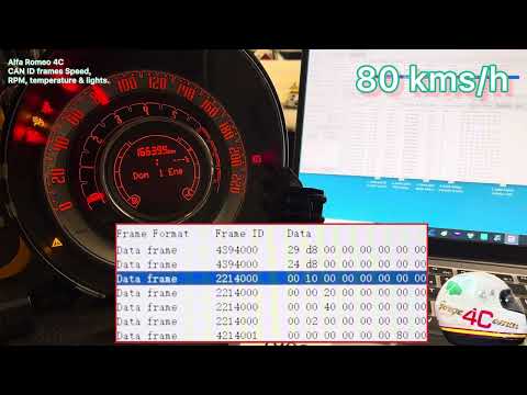 Alfa Romeo 4C Frames Speed, RPM, temperature and lights. Testing CAN ID.