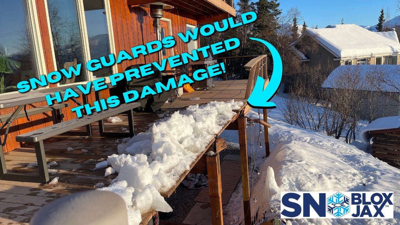 Shedding Snow & Ice Avalanche Explodes Deck Railing! Another Example of Why You Need Snow Guards!