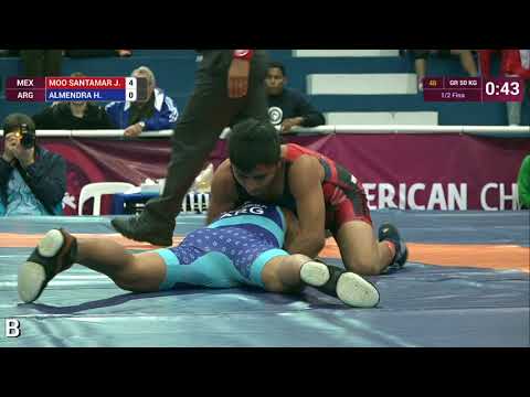 1/2 GR - 50 kg: J. MOO SANTAMAR (MEX) df. H. ALMENDRA (ARG) by VSU, 8-0