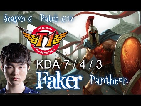 SKT T1 Faker PANTHEON vs ZED Mid - Patch 6.17 KR Ranked | League of Legends