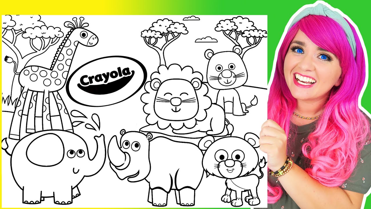 Coloring Safari Animals Elephant, Giraffe, Lions & Rhino Coloring Pages | Prismacolor Markers
