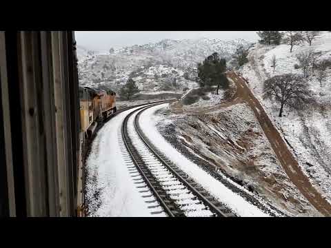 Tehachapi Loop cab ride from trailing units in the snow