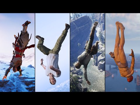 Jumping From HIGH PLACES in 100 Different Games (Falling Animation) || PK