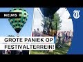 Luchtballon ramt festivalgangers