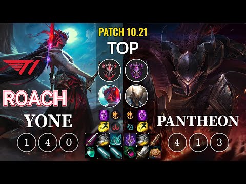 T1 Roach Yone vs Pantheon Top - KR Patch 10.21