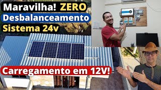 OFF-GRID  24v Carregamento 12v com 4 placas 280w - Zero Desbalanceamento