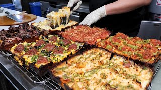 Rich Toppings! American Style Detroit Square Pizza / 미국식 디트로이트 사각피자 / Korean Pizza Shop