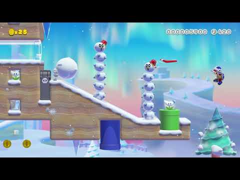 pokies n bones in watery snow by jUsT2021 🍄 Super Mario Maker 2 ✹Switch✹ #awh
