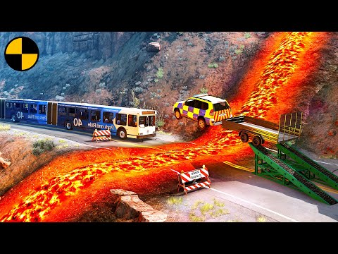 Cars vs Lava Crosses Road #3 😱 BeamNG.Drive
