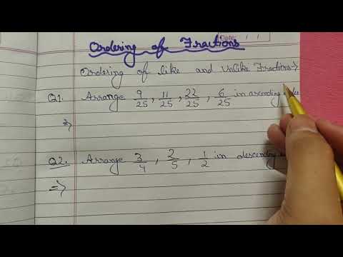 Arrange the following fractions in ascending & descending order - class 4