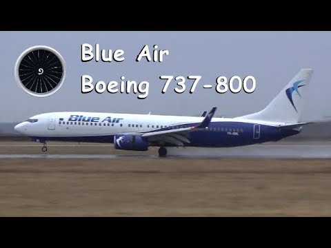 Blue Air Boeing 737-800 rainy landing at Stuttgart Airport
