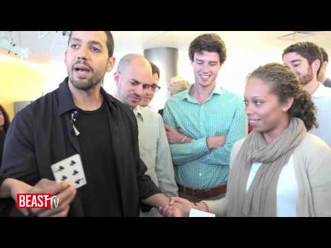 David Blaine Performs Card Tricks at the Daily Beast offices