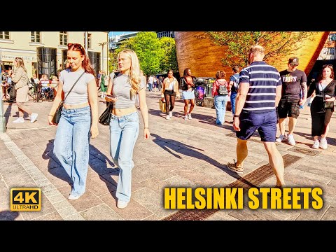 Evening Streets of Helsinki City Center 🇫🇮 Police, Bazaar, Concert, Demonstration and more