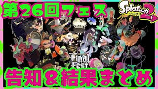 【スプラ2】第26回フェス告知＆結果まとめ