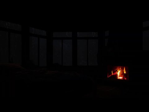 No Ads 🌾 Stormy Night Retreat | Soothing Rain on Tin Roof, Soft Thunder & Fire Crackling Indoors