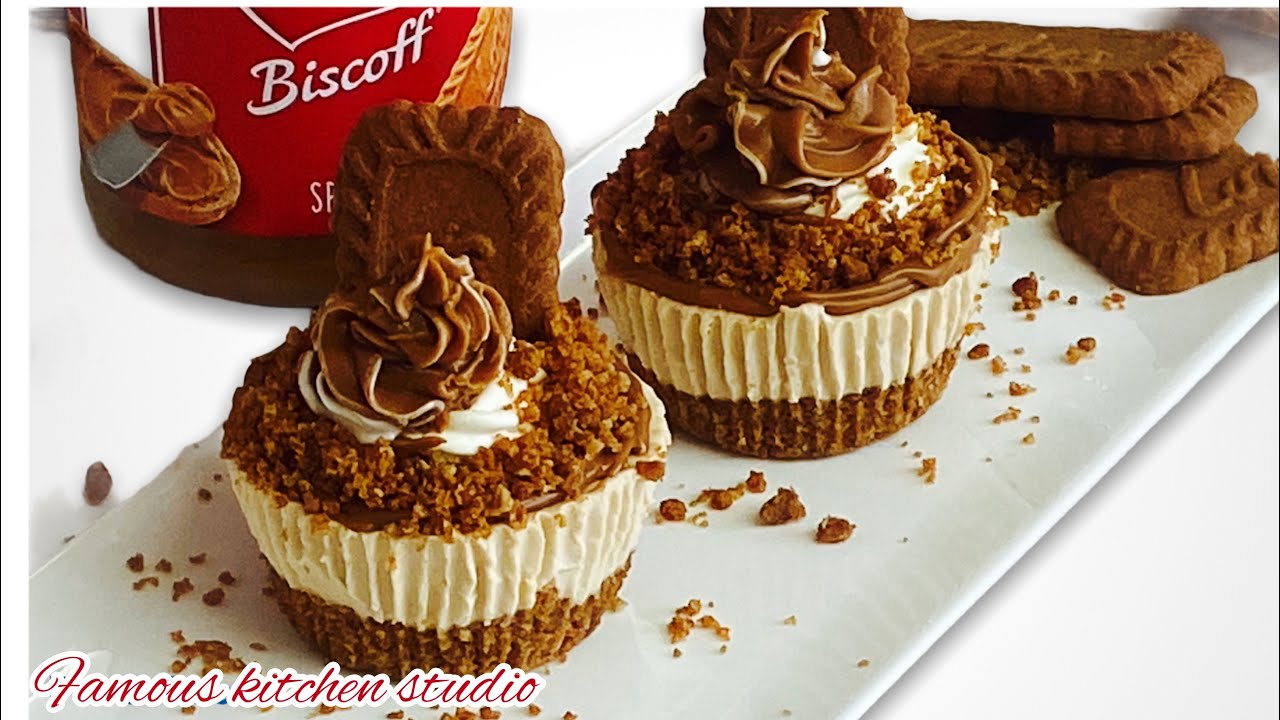 Lotus biscoff cheese cupcakes |no bake no gelatine|recipe by famous kitchen studio