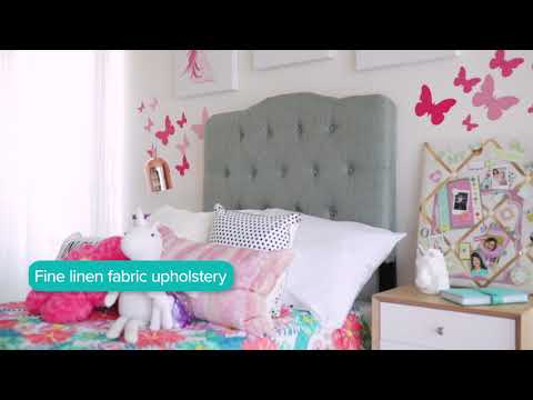 Annabel Twin Upholstered Fabric Headboard in Gray