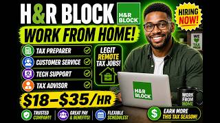 “H&R Block Is Hiring NOW  - Up to $35 hr to WFH” #workfromhome #taxpreparation #remotework