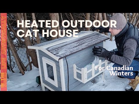 Keeping outdoor cat warm with DIY Cat House WEATHERPROOFING! Canadian winter
