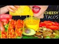 ASMR EATING CHEESY TACOS HOMEMADE SHRIMP TACO GRILLED ONION HOT CHEETOS JUICE 咀嚼音 먹방