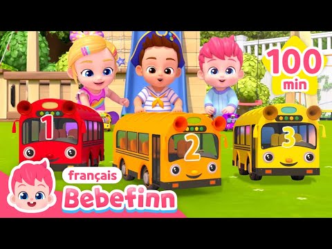 Apprenons les Chiffres avec Dix Petits Bus | +Comptines | Bebefinn en français👶Chansons pour Enfants