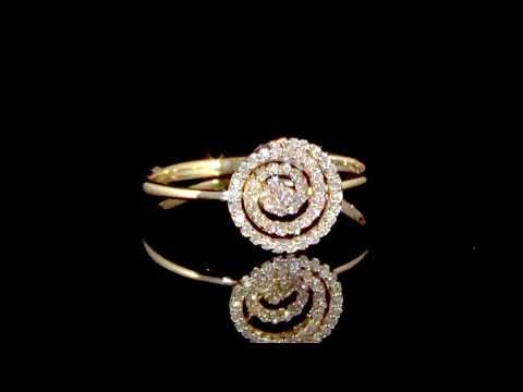 18k White Gold Cluster Diamond Circle Swirl Design