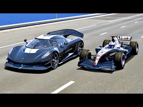 Koenigsegg Jesko with Jet Engine vs McLaren F1 2004 - Drag Race 2KM