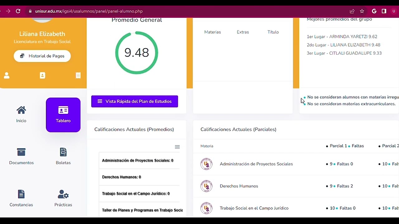 ¿Como revisar calificaciones de parciales?