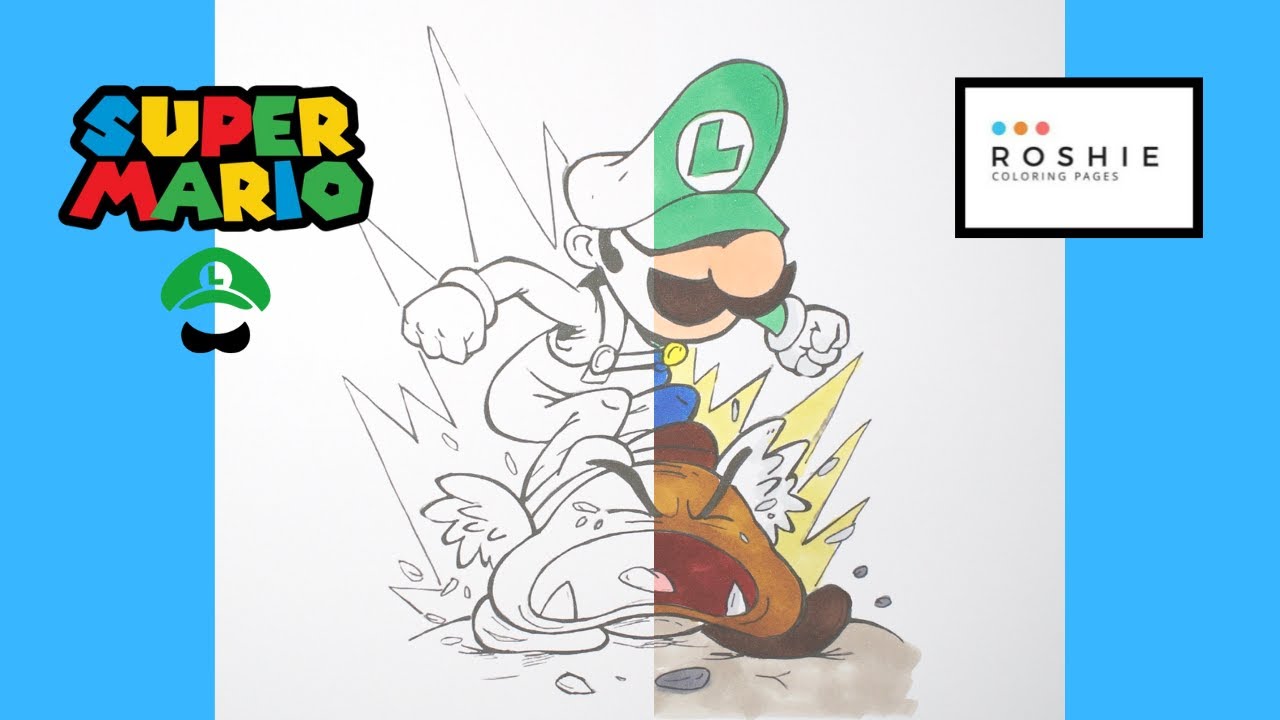 Coloring Luigi | Goomba | Kuribo | Super Mario Bros. | Roshie Coloring Pages
