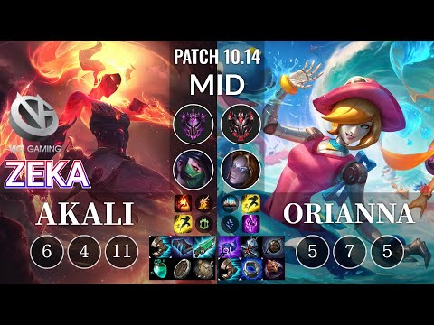 VG Zeka Akali vs Orianna Mid - KR Patch 10.14