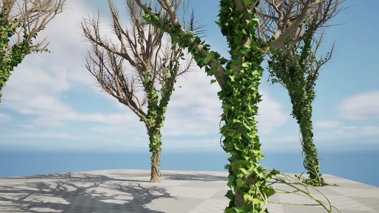 Ivy Climbers Growing on Winter Trees 3D Model