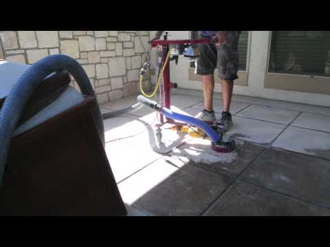 Using A Stand Up Grinder To Remove Acid Stain From Concrete