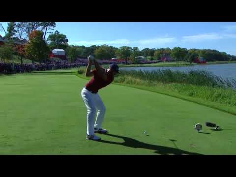Dustin Johnson Takes an Unreal Line Off the Tee | 2016 Ryder Cup