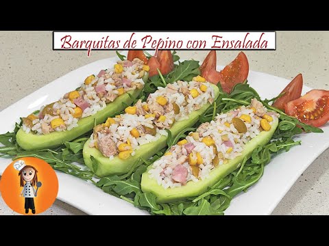 Barquitas de Pepino con Ensalada de Arroz | Receta de Cocina en Familia