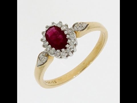 9ct Yellow Gold 0.13cts Brilliant Cut Diamond & Ruby Cluster Ring