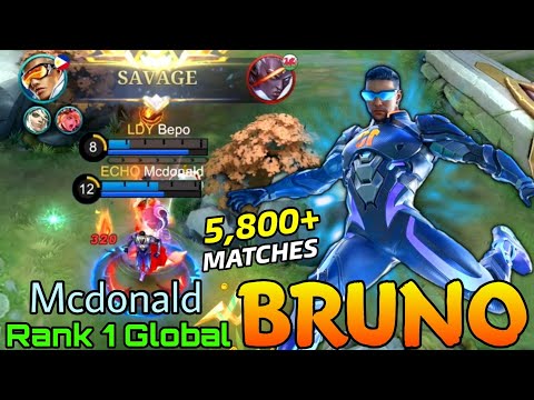 SAVAGE! Bruno 5,800+ Matches - Top 1 Global Bruno by Mcdonald - Mobile Legends