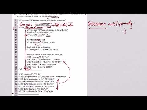 Computer Science - Subprograms in Pseudocode