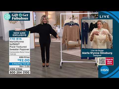 MarlaWynne SoftKNIT PlaidTextured Sweater Popover