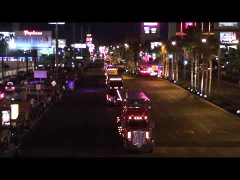 NASCAR trucks parade down the Las Vegas Strip