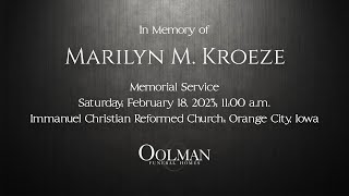 Marilyn Kroeze Memorial Service